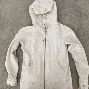 Lululemon oatmeal and gold scuba jacket size 10